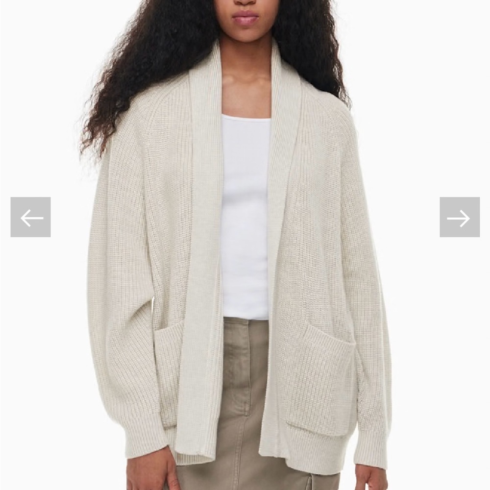 Wilfred Cream Open-Front Knit Cardigan